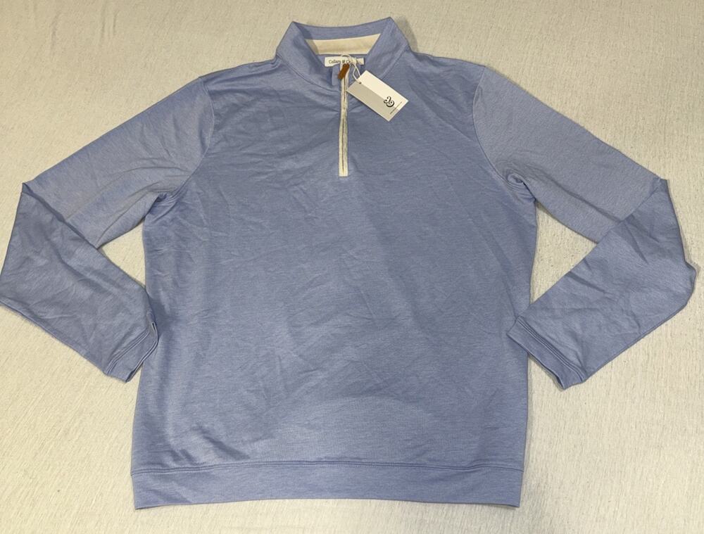 Collars & Co. Sweater 1/4 Zip Heathered Sky Blue Men Large Preppy Golf NWT